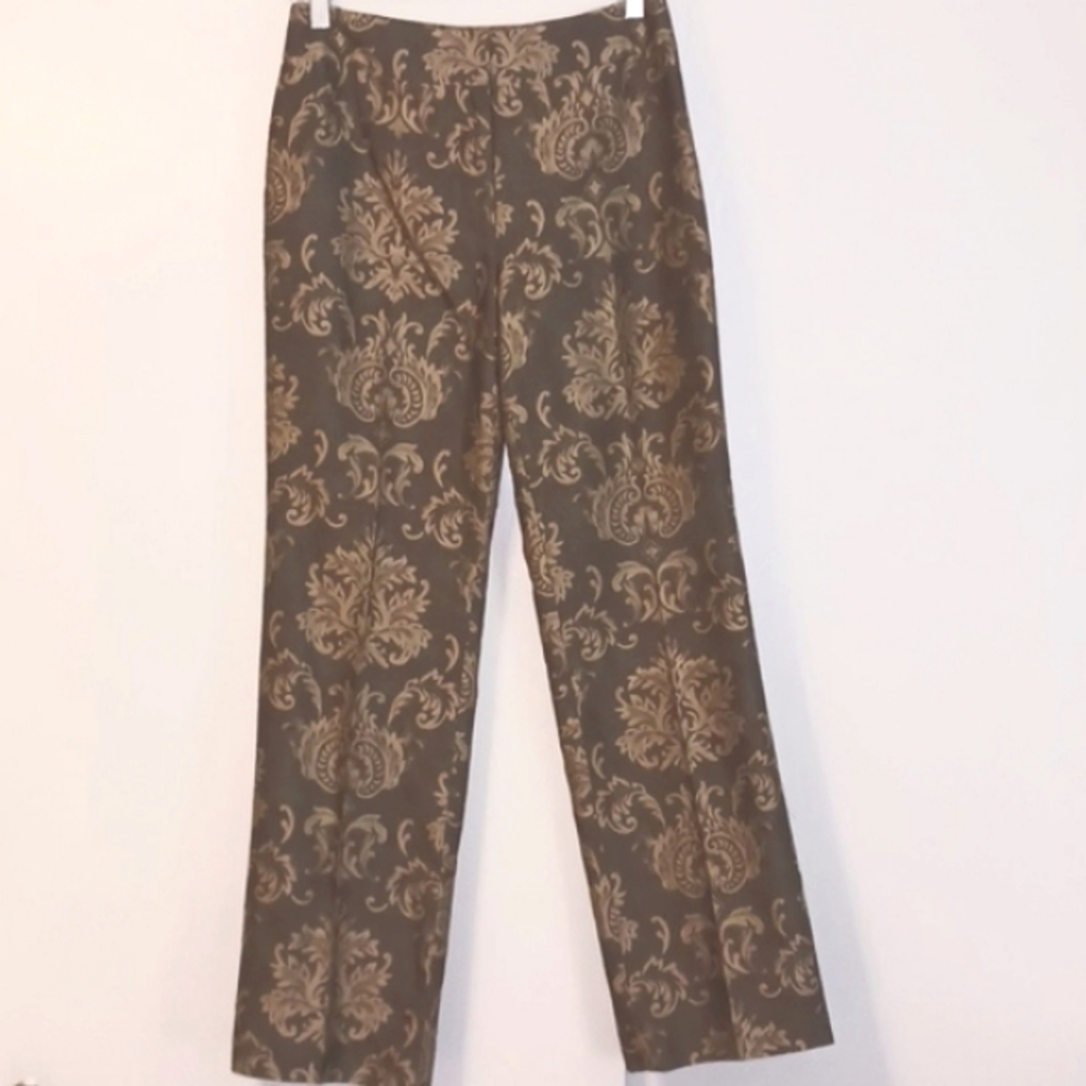 Talbots Petites "Silk & Wool Blend" Jacquard Print Pants in Size 4